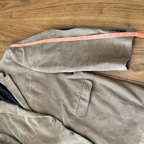 Chaps Tan Corduroy Blazer Size 46 Long Elbow Patches Sport Coat - Picture 11 of 15